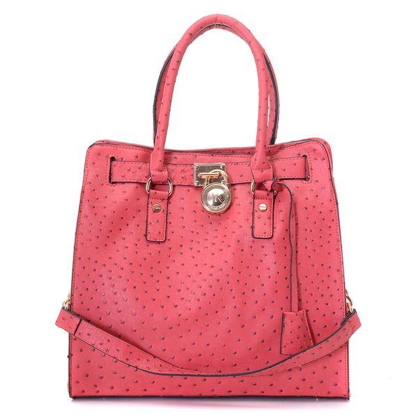 michael kors hamilton ostrich-embosesd tote pink gloden Stil Butikken k5ewa